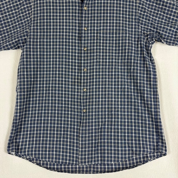 David Taylor Shirt Mens Size Large Blue Check Short Sleeve Collared Button Down - Picture 3 of 12
